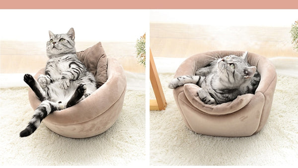 Thick Plush Cat Cave Nest with Soft Cushion Bed