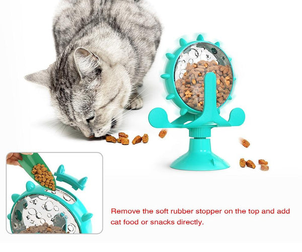 Interactive Rotating Wheel Treat Dispenser Toy for Cats