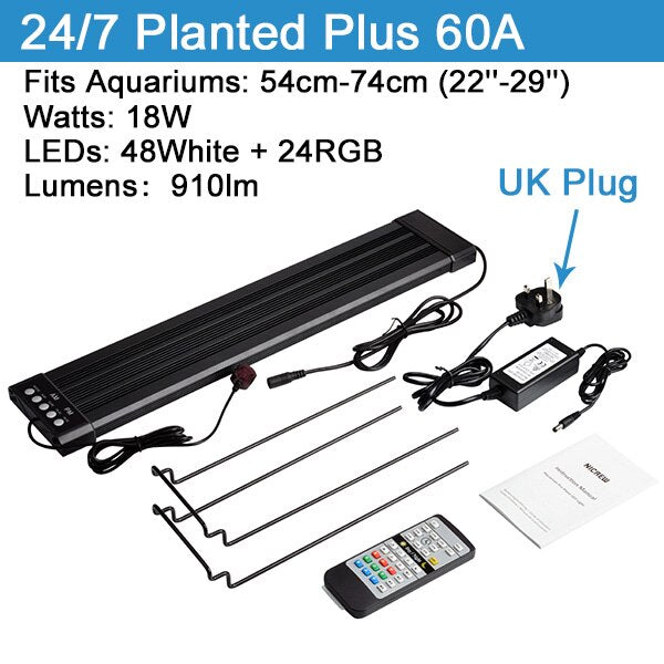 Planted Aquarium LED Light Lamps 110V-240V Automated Timer Dimmer Fish Tank Lights with Remote