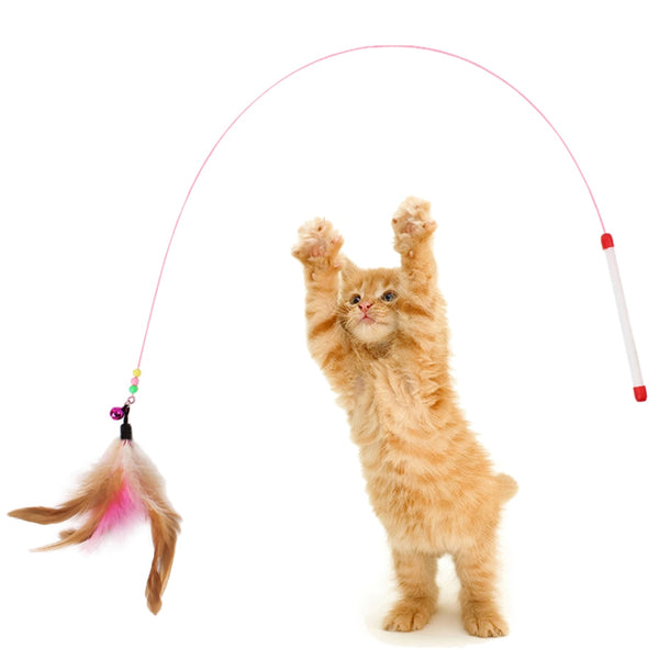 Feather, Mice Wand Stick with Bell Interactive Cat Toys