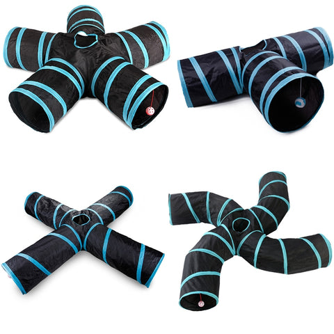 Indoor Collapsible Tunnel, Tubes Hide and Seek Toy for Small Pets, Ideal for Cats, Rabbits, Ferrets, Multiple Sizes & Colors