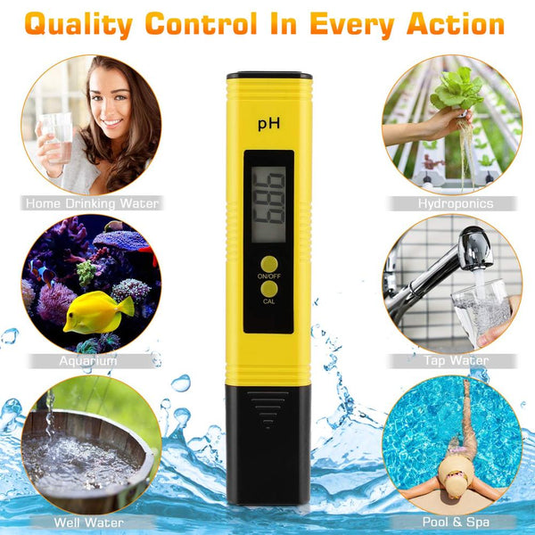 Water PH Meter 0.01 PH High Precision Water Quality Tester with 0-14 PH Measurement Range Suitable for Aquariums