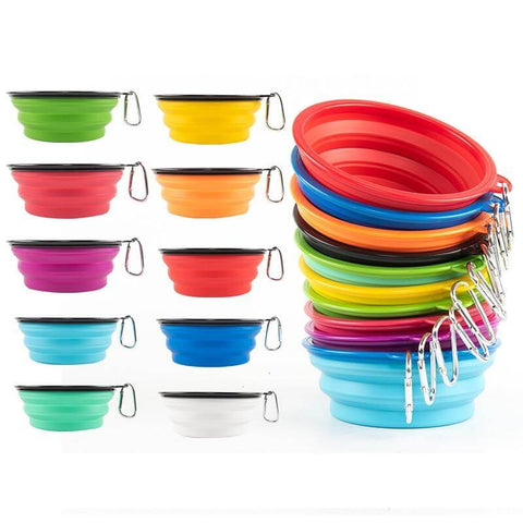 350/1000ml Large Collapsible Folding Silicone Bowl Outdoor Travel Portable Food Water Container Feeder Dish for Pets
