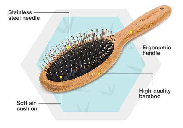 Pet Fur Grooming Combs and Brushes, Wooden Handle Square Head, Curved, Stainless Steel & Double-sided Brushes & Bristles