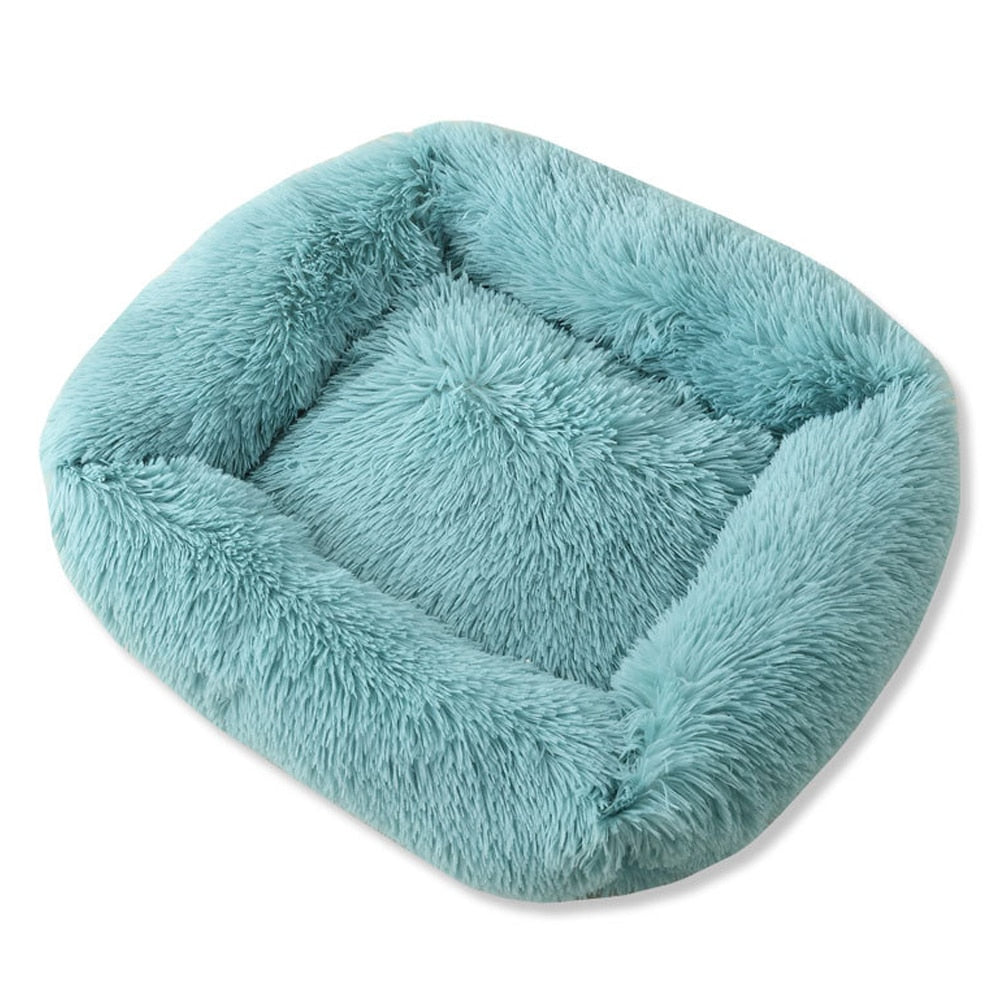 Square Dog & Cat Bed Long Plush Solid Color Pet Beds Warm Sleeping Mats