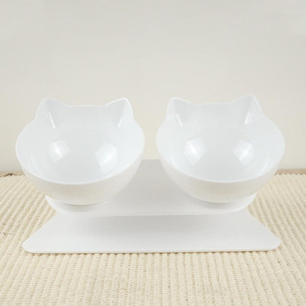 Cat Head Shaped Feeding Bowl with Raised Stand for Food and Water