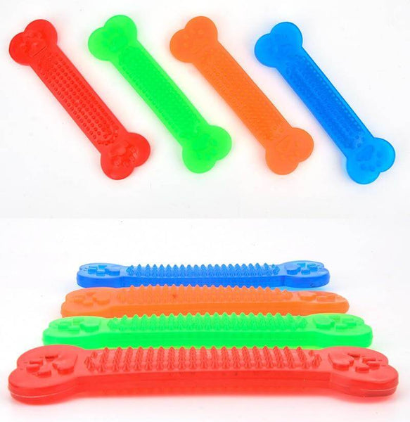Bone Shaped Rubber Chewing Toy for Dogs - 5 Piece Set Random Color