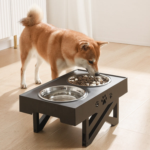 Double Non-Slip Bowl Adjustable Heights Pet Cat Dog Food Feeding Dish Removable Bowl