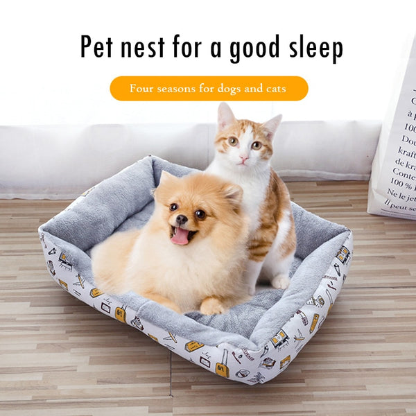 Plush Basket Bed, Warm Cozy Pet Beds, Small to Large Size, 5 Colors