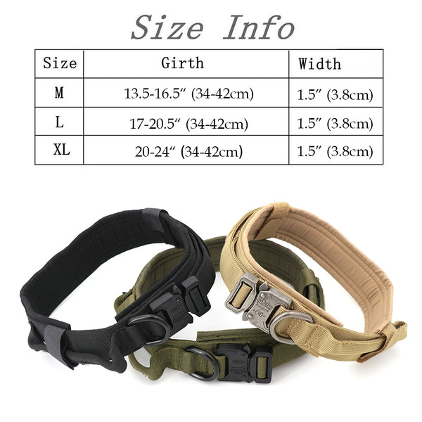 Tactical K9 Dog Collar Adjustable Military Style Training Leash Control with Handle