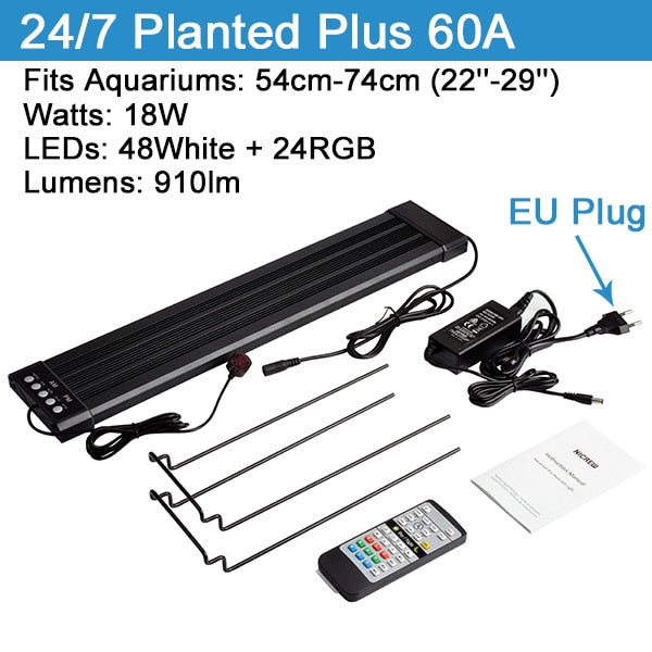 Planted Aquarium LED Light Lamps 110V-240V Automated Timer Dimmer Fish Tank Lights with Remote