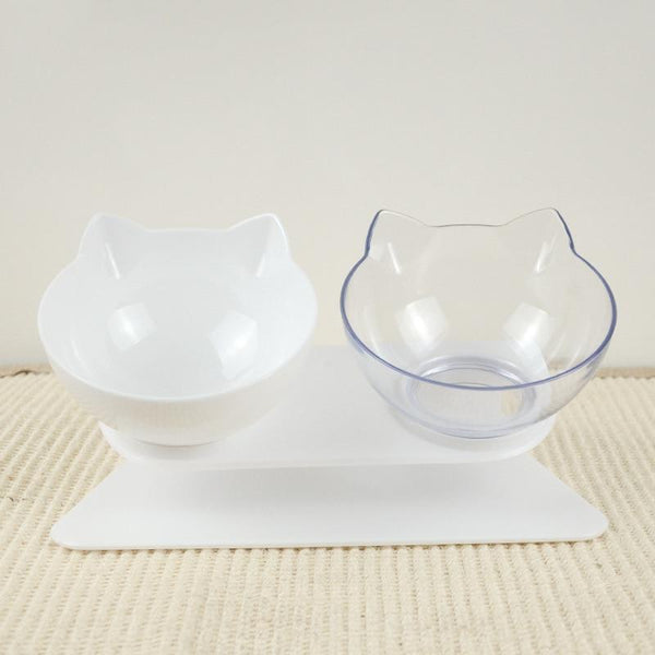 Cat Head Shaped Feeding Bowl with Raised Stand for Food and Water