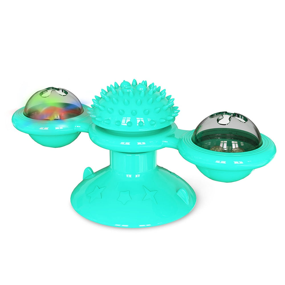 Rotating Windmill Toy For Cats with LED Light and Massager