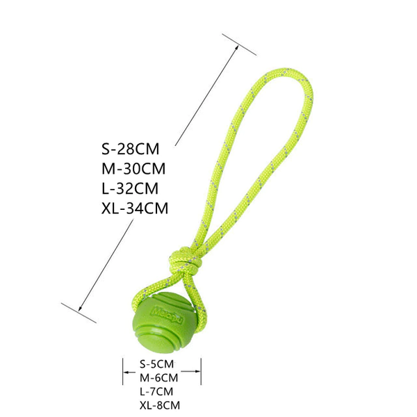 Green Color Bouncy Rubber Ball Toy with Rope