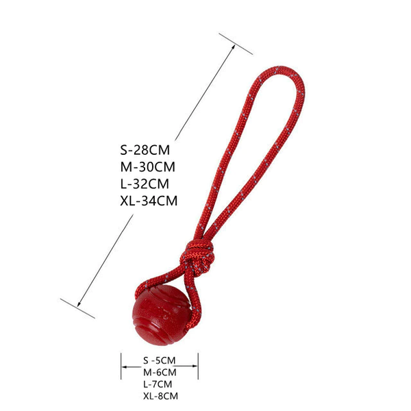 Red Color Bouncy Rubber Ball Toy with Rope