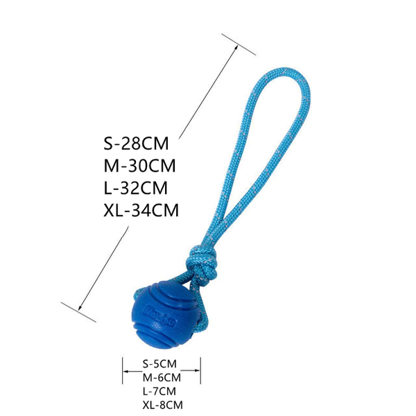 Blue Color Bouncy Rubber Ball Toy with Rope