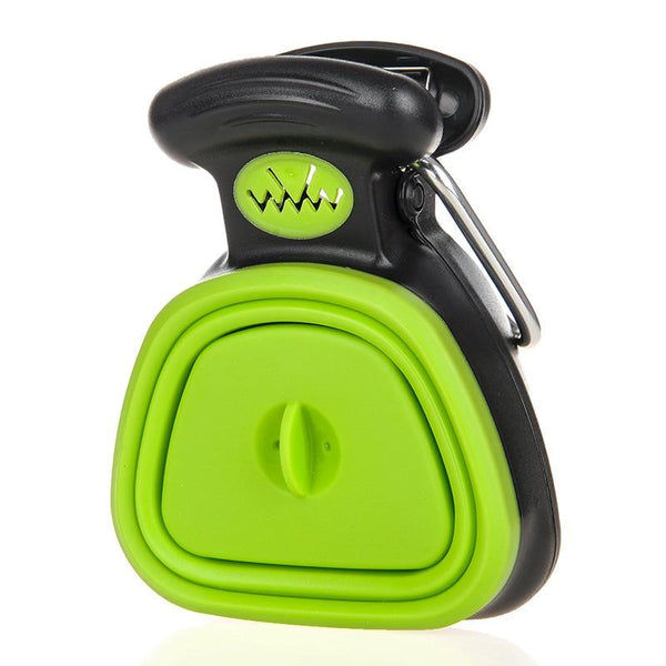 Pet Travel Foldable Pooper Scooper With 1 Roll Decomposable Bags - Green Color