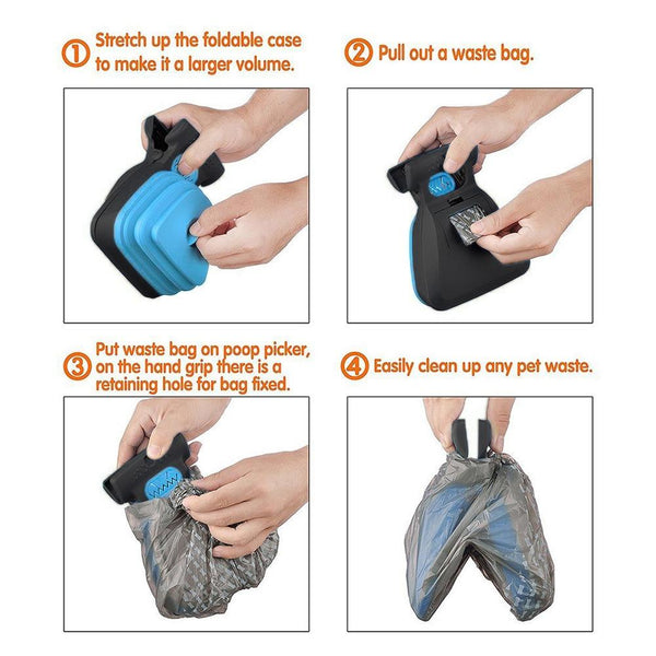 Pet Travel Foldable Pooper Scooper With 1 Roll Decomposable Bags - How To Use