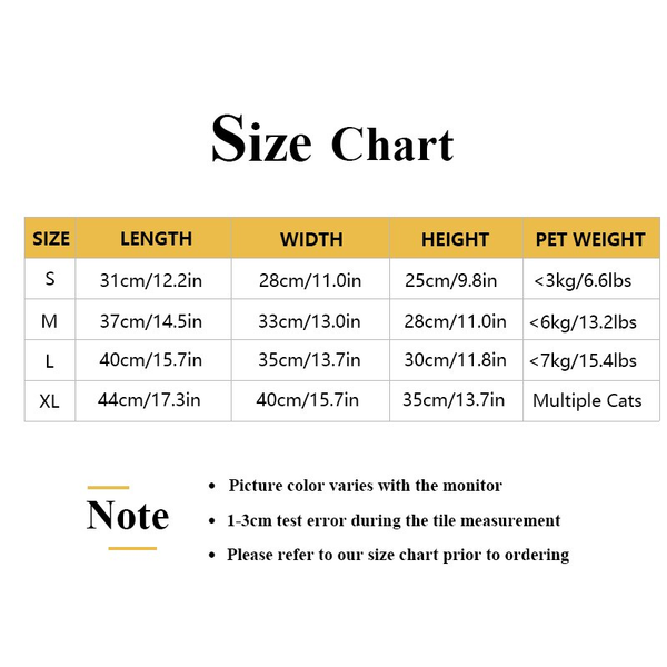 Cat Bed Size Chart