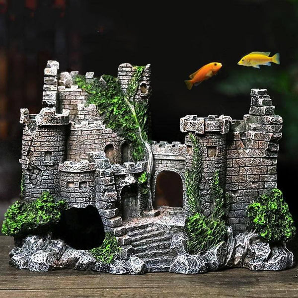 Ancient Castle Resin Model Aquarium, Fish Tank Decoration Landscaping Ornament