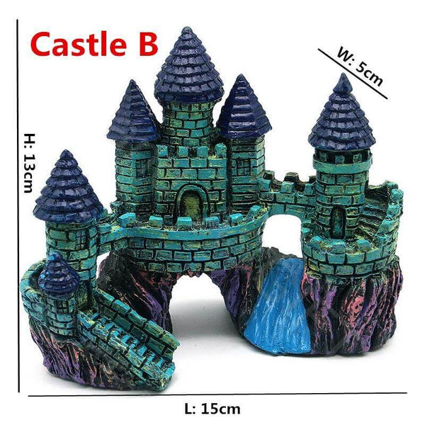 Ancient Castle Resin Model Aquarium, Fish Tank Decoration Landscaping Ornament