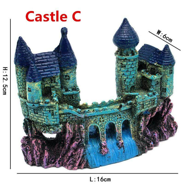 Ancient Castle Resin Model Aquarium, Fish Tank Decoration Landscaping Ornament