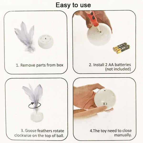 Automatic Feather Teaser Toy for Cats Interactive Rotating Ball