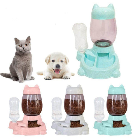 Automatic Food and Water Dispenser for Cats, Stores 2.2L Food and 528ml Water - Multi-Color