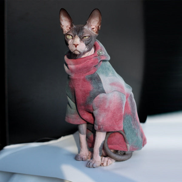 Sphynx Hairless Cat Baggy Hoodie Warm Kitten Clothes