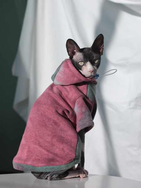 Sphynx Hairless Cat Baggy Hoodie Warm Kitten Clothes