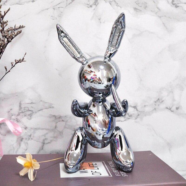 Balloon Bunny Figurine - Silver Gray Color