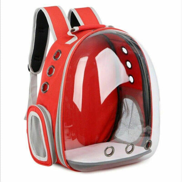 Bubble Capsule Pet Carrier Bag Outdoor Travel Backpack - Red Color
