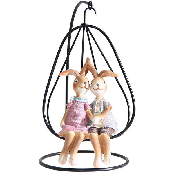 Playful Bunny Pair Home Decoration Figurines Garden