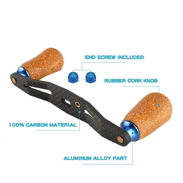 Carbon Fiber Fishing Reel Handle with Cork Knob For Baitcasting Reels