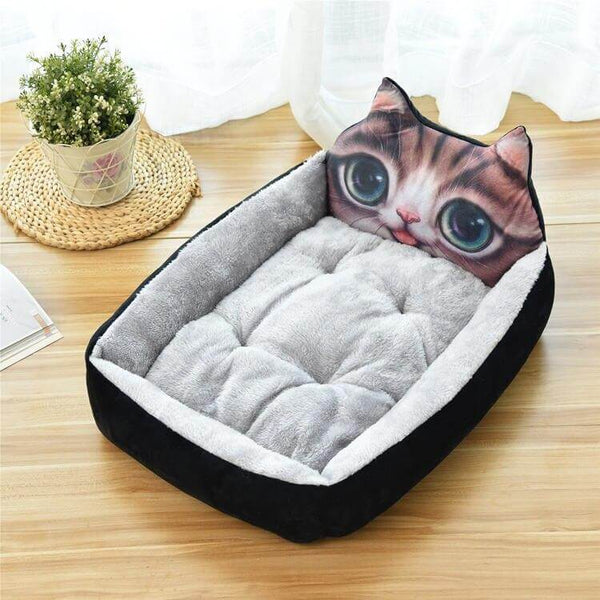 Cartoon Animal Shape Pet Beds for Cats, Dogs Various Styles - Black Color Cat Shape