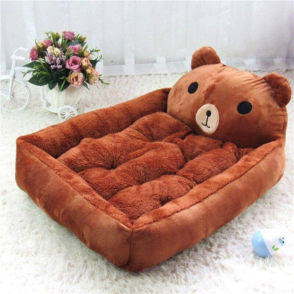 Cartoon Animal Shape Pet Beds for Cats, Dogs Various Styles - Brown Color Bear Shape