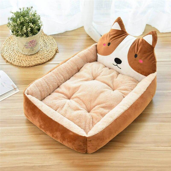 Cartoon Animal Shape Pet Beds for Cats, Dogs Various Styles - Brown Color Dog Shape