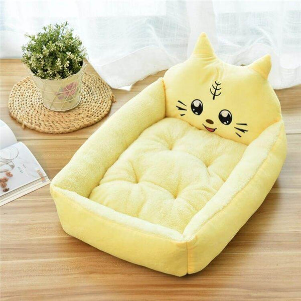 Cartoon Animal Shape Pet Beds for Cats, Dogs Various Styles - Yellow Cat Shape