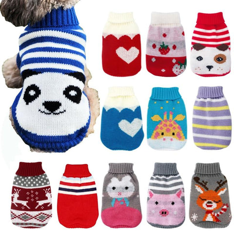 Winter Cartoon Clothes Warm Knitted Christmas Sweater Style For Small Dogs, Cats