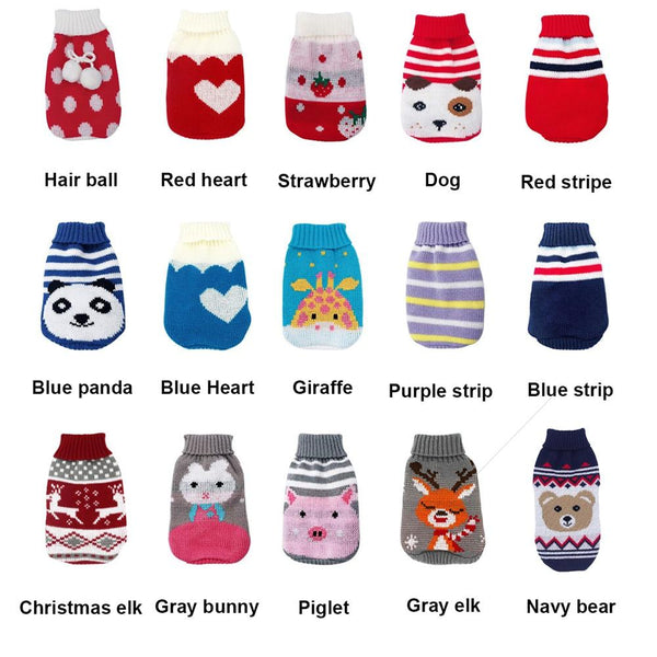 Winter Cartoon Clothes Warm Knitted Christmas Sweater Style For Small Dogs, Cats