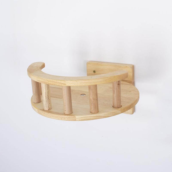 Cat Furniture Wooden Wall Mounted Lookout Balcony with Guardrails - Mounting Hardware Included
