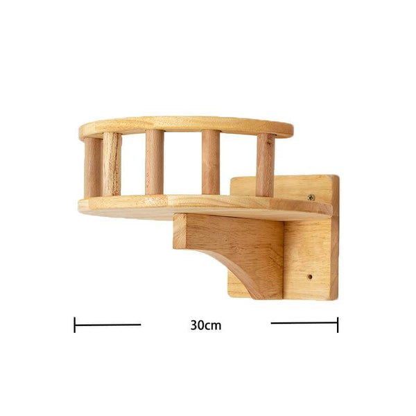 Cat Furniture Wooden Wall Mounted Lookout Balcony with Guardrails - Size