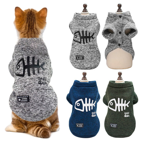 Cat Sweatshirt Autumn Winter Warm Clothes Printed Kitten Outfit