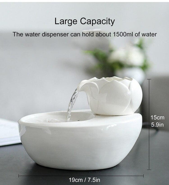 Ceramic Water Dispenser Smart Pet Drinking Fountain Automatic Water Circulation 1.5L - Dimensions