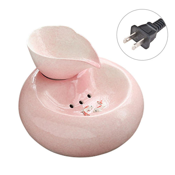 Ceramic Water Dispenser Smart Pet Drinking Fountain Automatic Water Circulation 1.5L - Pink Color US Plug