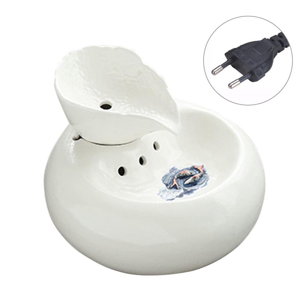 Ceramic Water Dispenser Smart Pet Drinking Fountain Automatic Water Circulation 1.5L - White Color EU Plug
