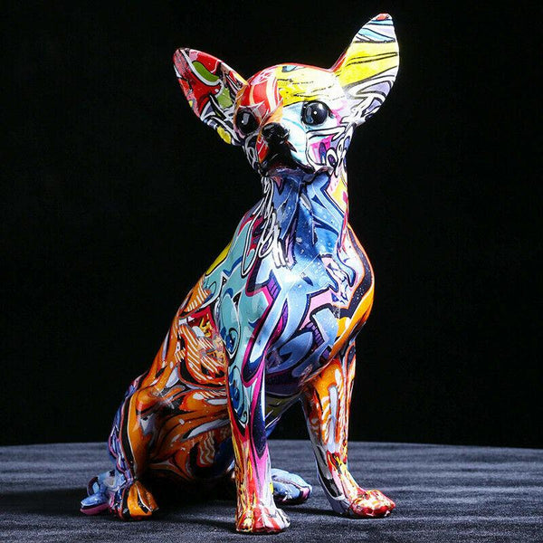 Colorful Chihuahua Dog Statue Resin Sculpture Home Decoration