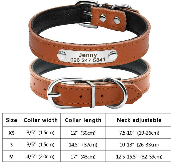 Custom Engraved Dog Collar, PU Leather Personalized Collars, Multi-Color - Brown and Black Color