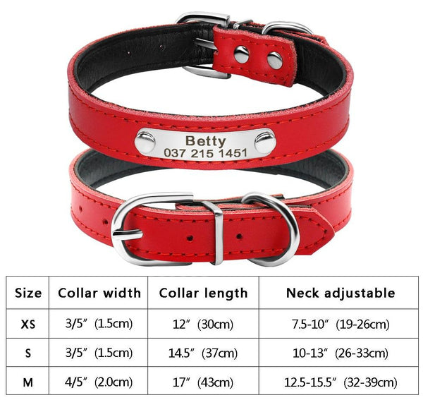 Custom Engraved Dog Collar, PU Leather Personalized Collars, Multi-Color - Red and Black Color