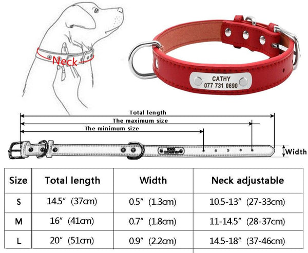 Custom Engraved Dog Collar, PU Leather Personalized Collars, Multi-Color - Red and Brown Color